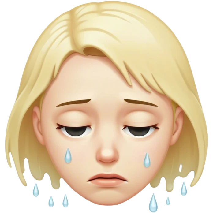 A wet person drained, and sad looking down, feeling like quitting\ emoji
