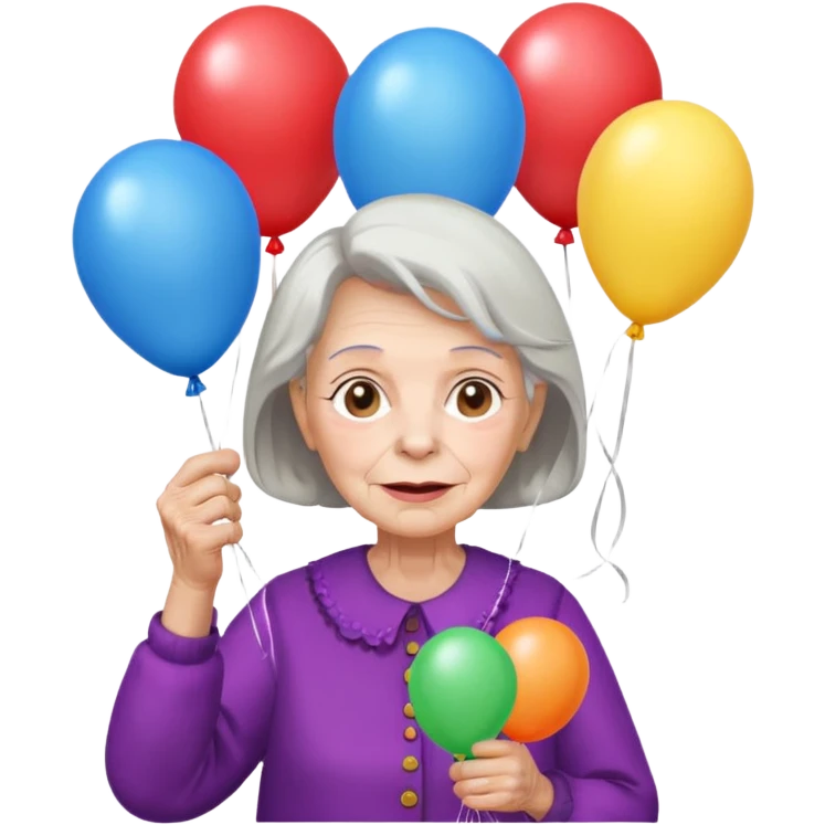 balloons holder old woman emoji