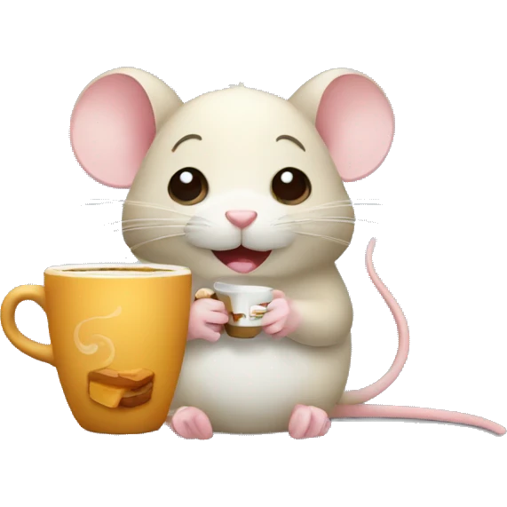 Mouse with coffee emoji