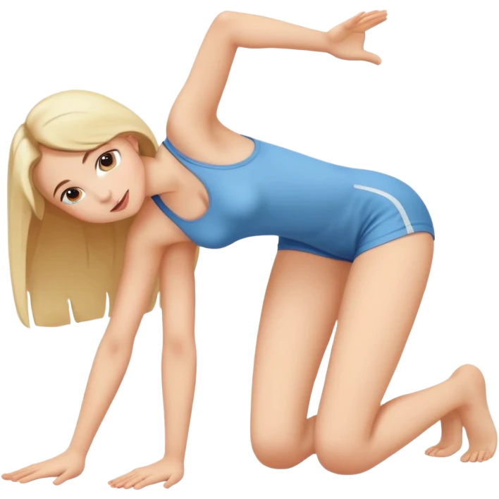 The girl turns her back and bends over, the camera moves closer to her, the girl spreads her legs emoji