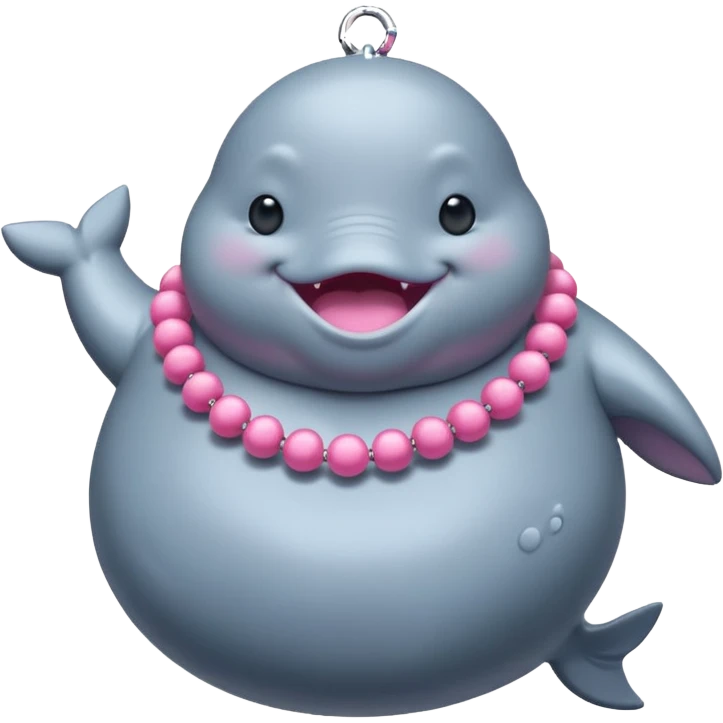dancing fat whale with pink necklace emoji