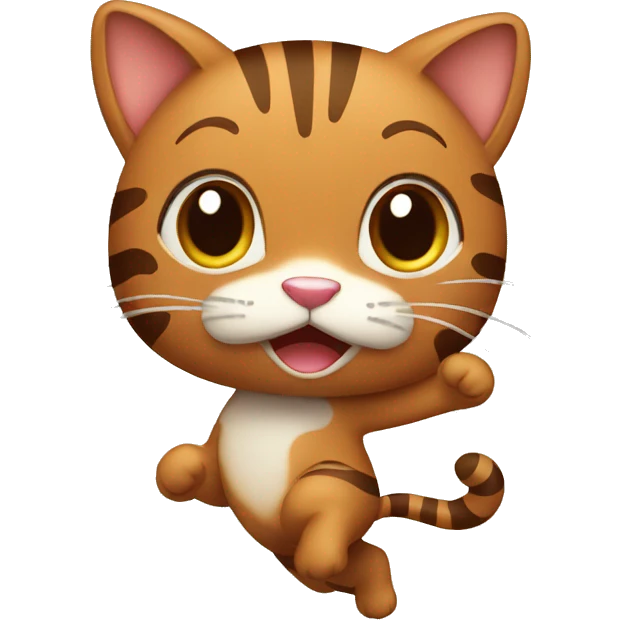 cute brown cat with stripes dancing emoji