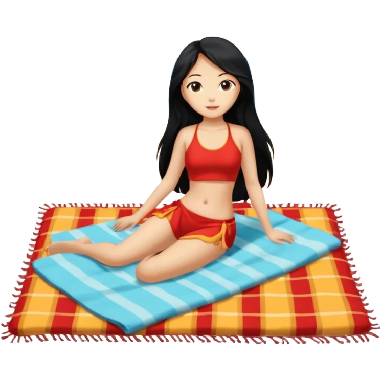 +Naked chinese woman full body large breasts laying on a blanket at the beach with ocean view emoji