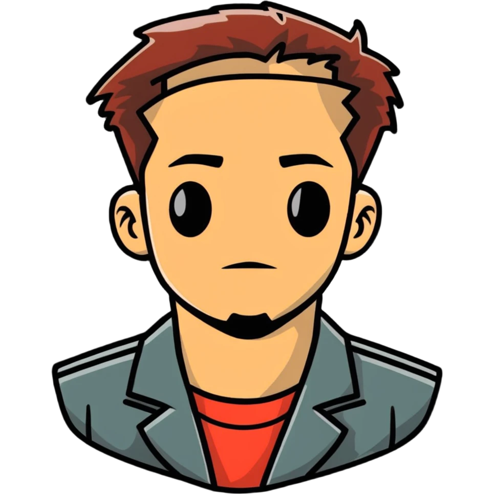 Tyler Durden from Fight Club, cartoonish sticker style emoji