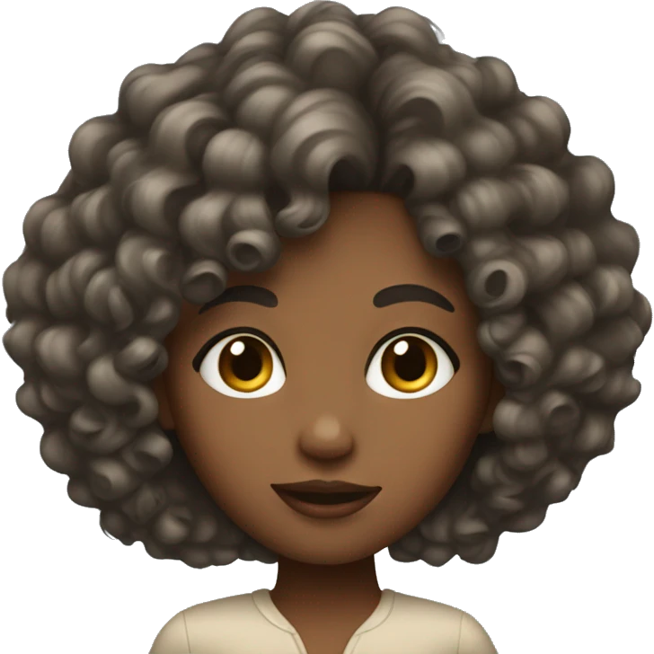 chic girl with curly hair emoji