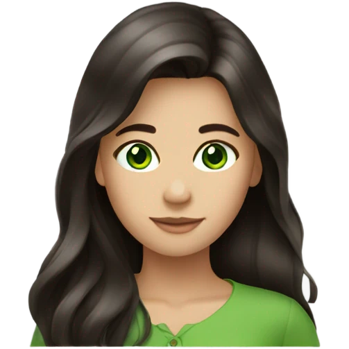 Long dark brown hair with green eyes  emoji