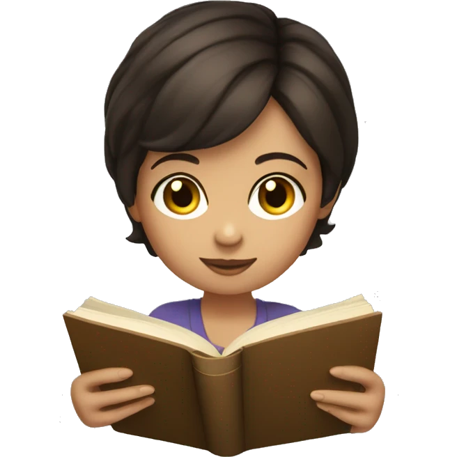 Short haired Brunette Girl reading a book  emoji