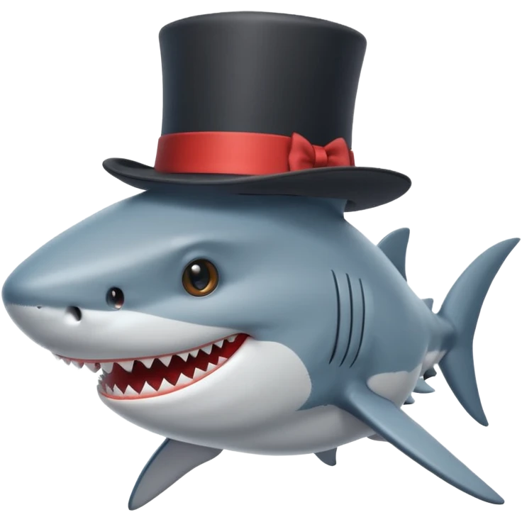 Shark with a top hat emoji
