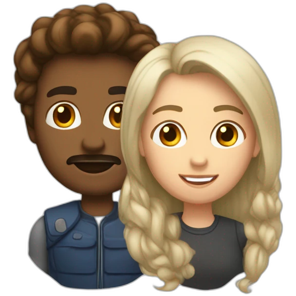 Masculine au cheveux long blanc plus une féminine au cheveux brun emoji