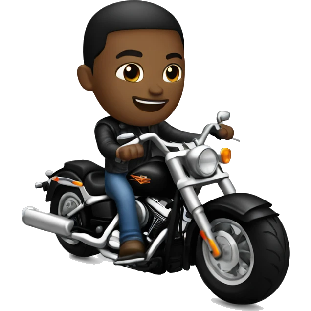 Black harley davidson with rider emoji