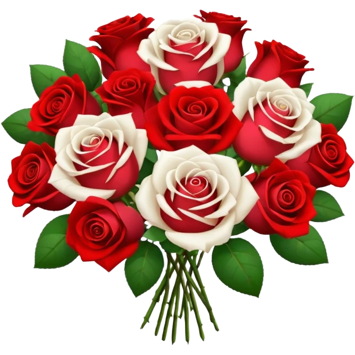 White rose and red rose bouquet emoji