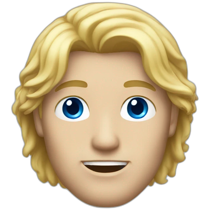 Man long blond hair with blue eyes emoji