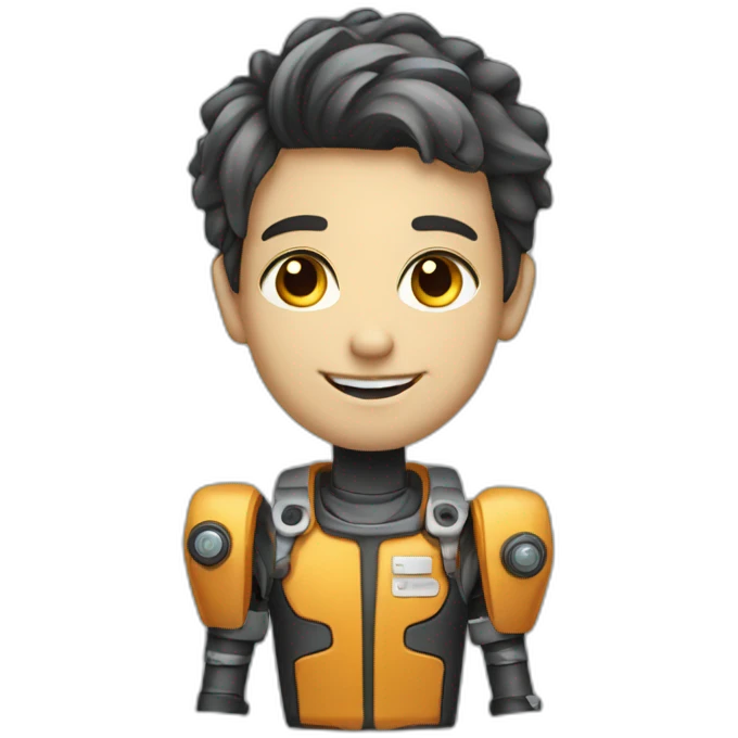 believe me a young robotics engineer, expert in hardware and software technology, with tools, emoji