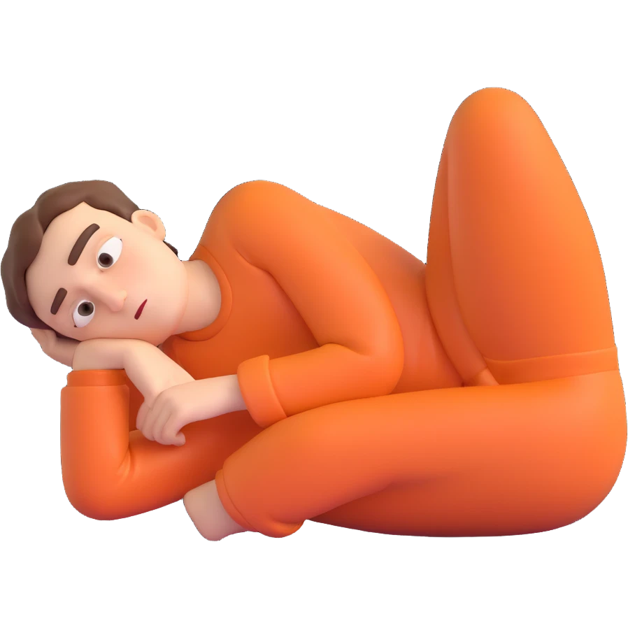 emoji representing 'la flemme' extreme laziness: character with heavy eyelids, slouched posture, lying down or dragging feet, evoking boredom, tiredness, giving up before starting, optionally with blanket, couch, or thought bubble with 'pfff…' emoji