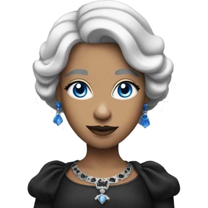 Queen of spades with short grey hair amd blue eyes emoji