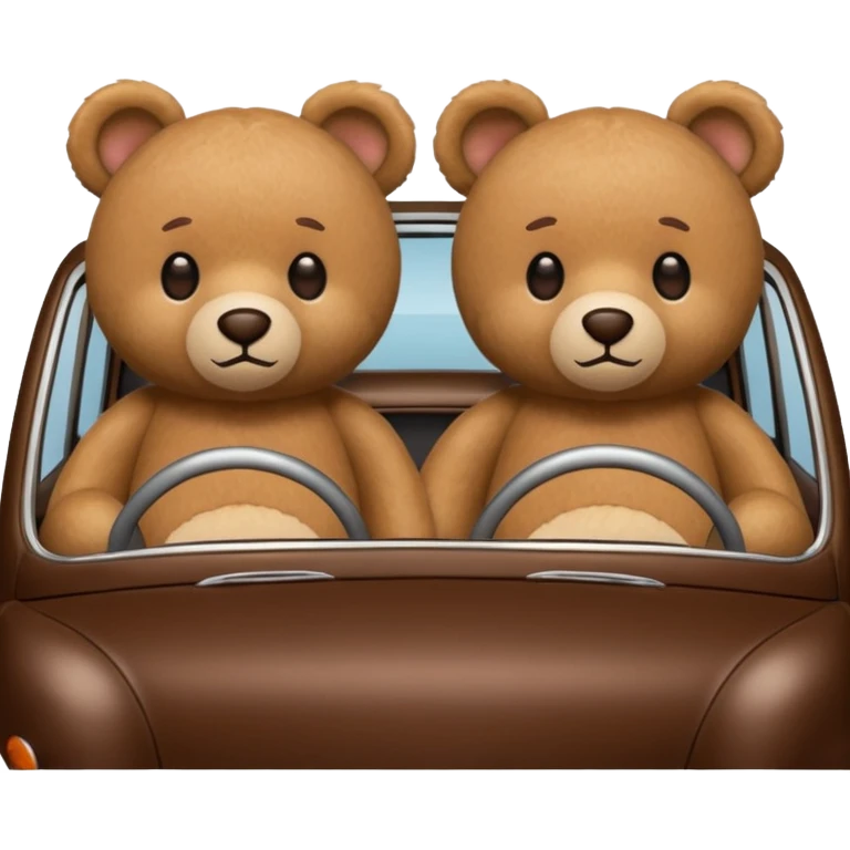 Two teddy bears in car emoji