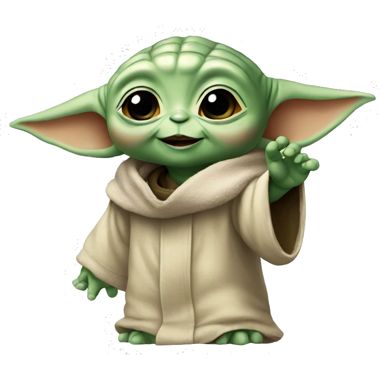 Baby Yoda waving and smiling emoji