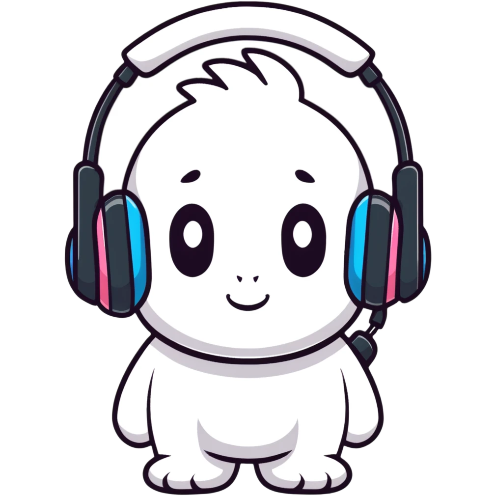 Sprunki character from Incredibox, fun cartoon mascot with big headphones emoji
