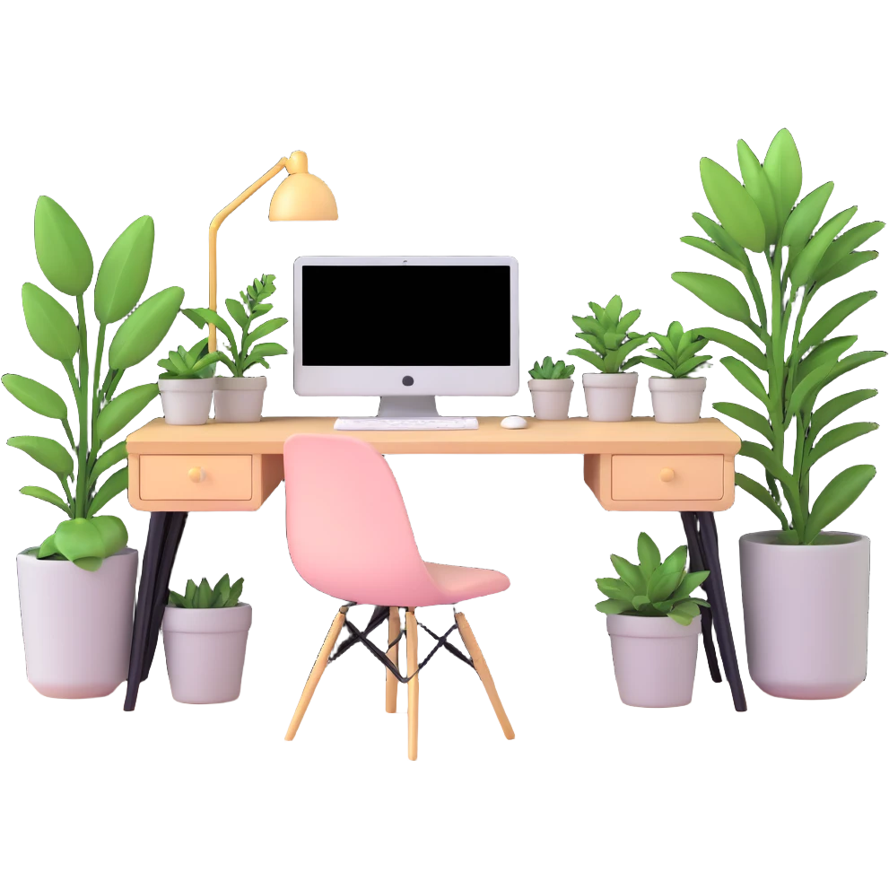 beautiful minimalist girl aesthetic bedroom with soft colors, organized desk, plants, and clean lines emoji