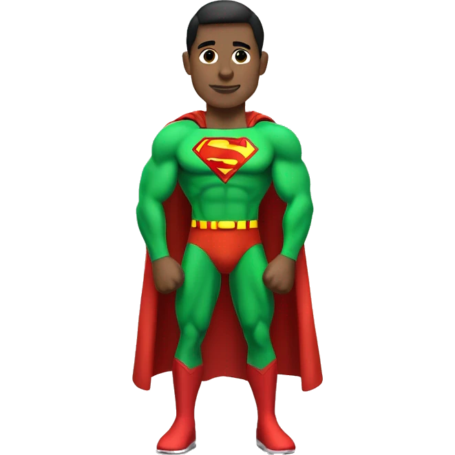 One Superman as personal trainer dressed with green sport clothes and capa. emoji