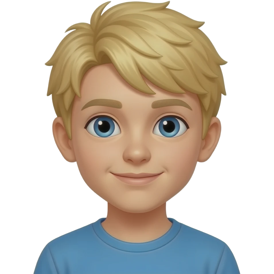 Boy with blond hair and blue eyes emoji