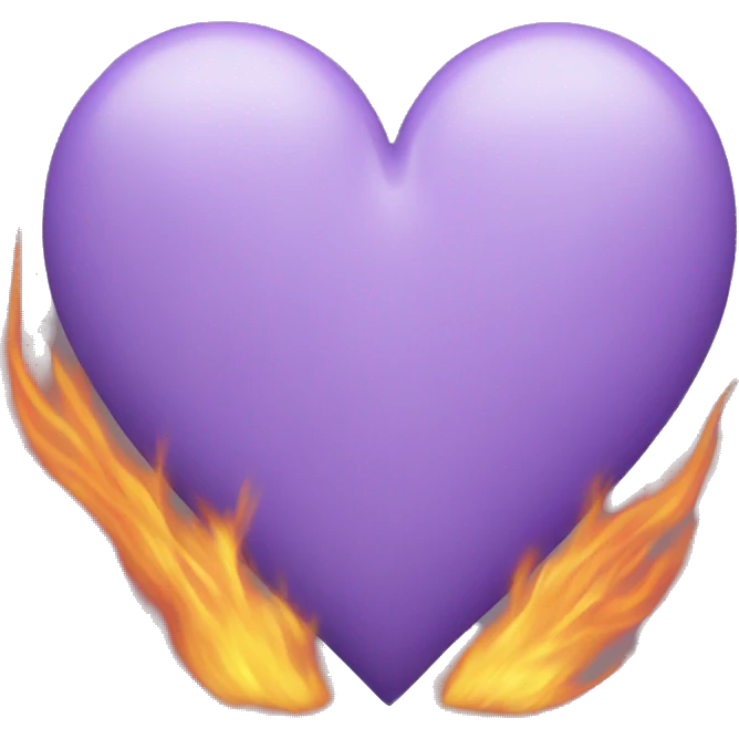 Lilac heart with fire emoji