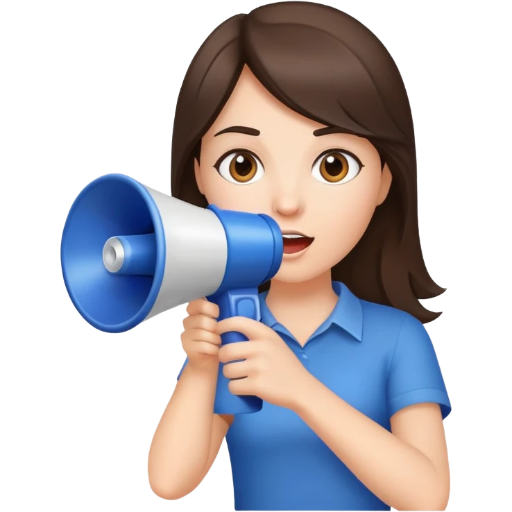 brunnette girl with megaphone emoji