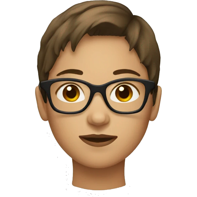female with short brown hair and glasses emoji
