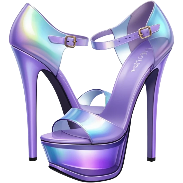 ultra realistic pair of platform open toe lavender glass heels emoji