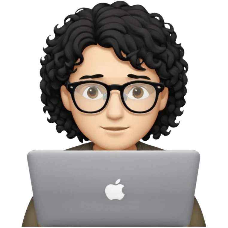 guy with wavy kinda curly black hair and light-to-medium skin tone and glasses, with a macbook emoji