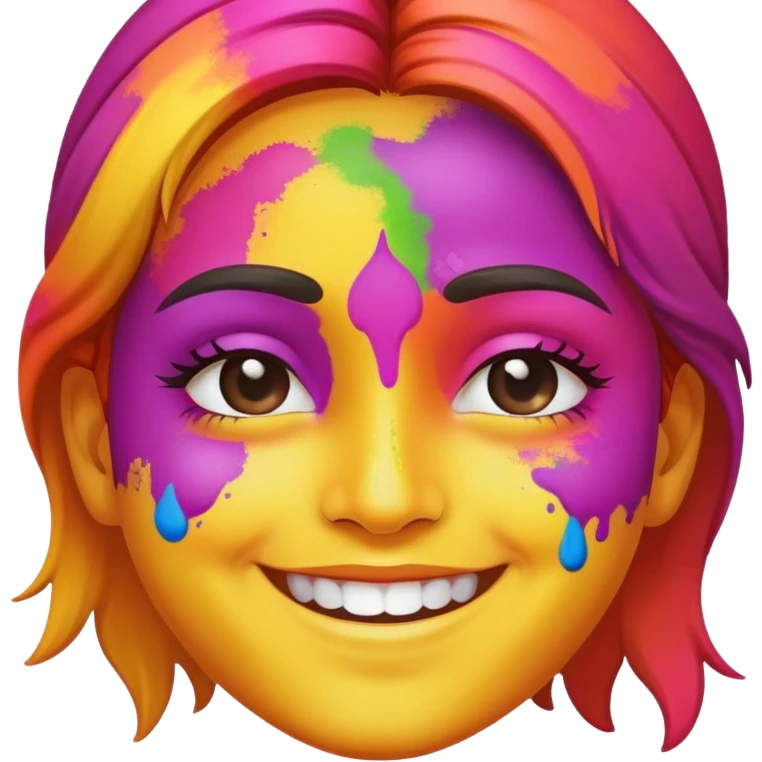 smiling emoji with bright holi colors on face emoji