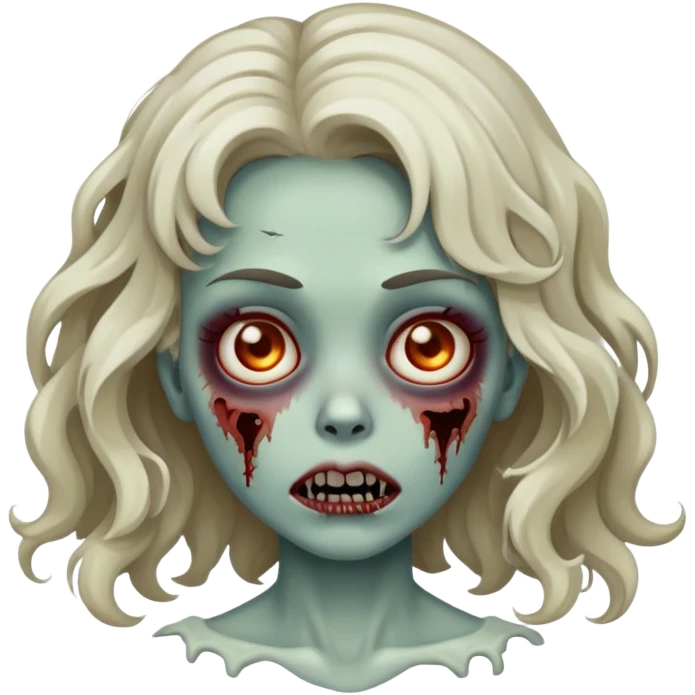 zombie girl with white skin tone and wavy hair  emoji