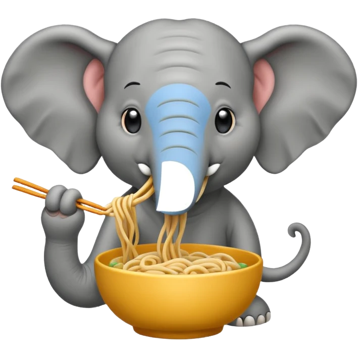 elephant eating noodle emoji
