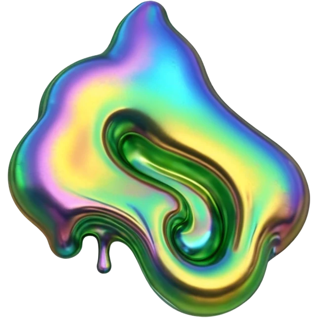 3D render of Oil Slick, toxic waste aesthetic, bubbling liquid, caution metal, industrial warning texture. emoji