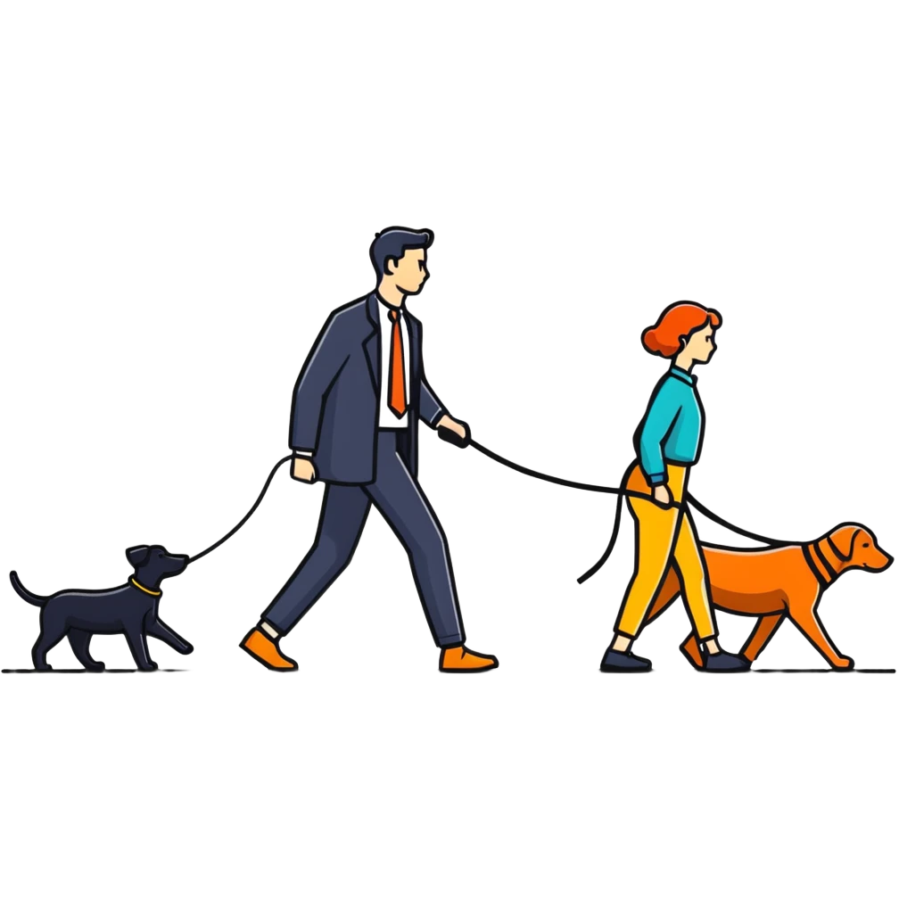 woman walking a man on leash who is on all fours emoji