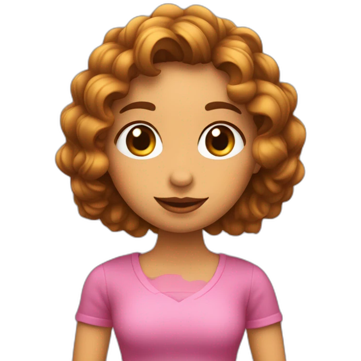 chica con pelo castaño un poco ondulado, ojos marrones, con anteojo de borde superior rosa, en la mano un iPhone  emoji