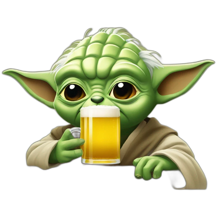 Yoda drink a beer emoji
