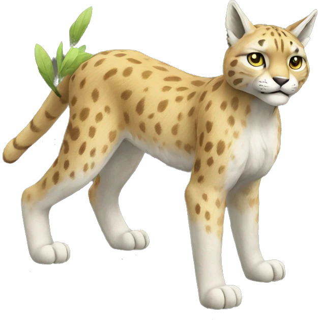 Grass-type Fakémon-Lynx full body emoji