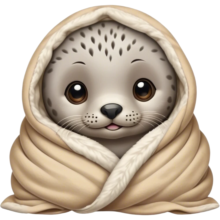 Disney-style cute harbor seal pup in blanket emoji