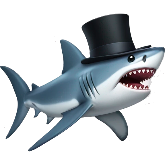 Shark with a top hat emoji