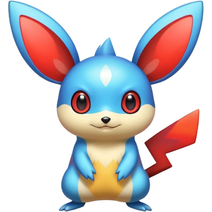 Blue and Red colorful iridescent Emolga-Victini-Pichu-Dedenne-fusion emoji