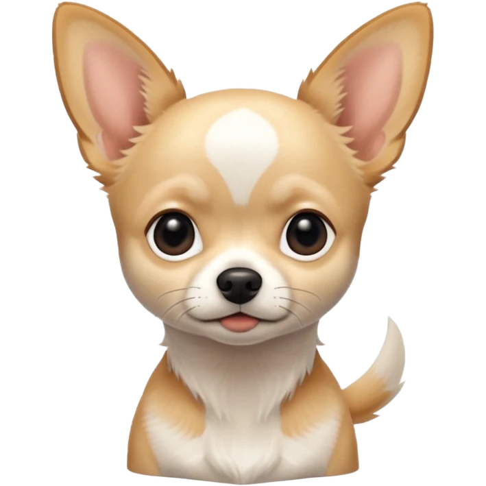 white chihuahua with tan markings and a black nose emoji