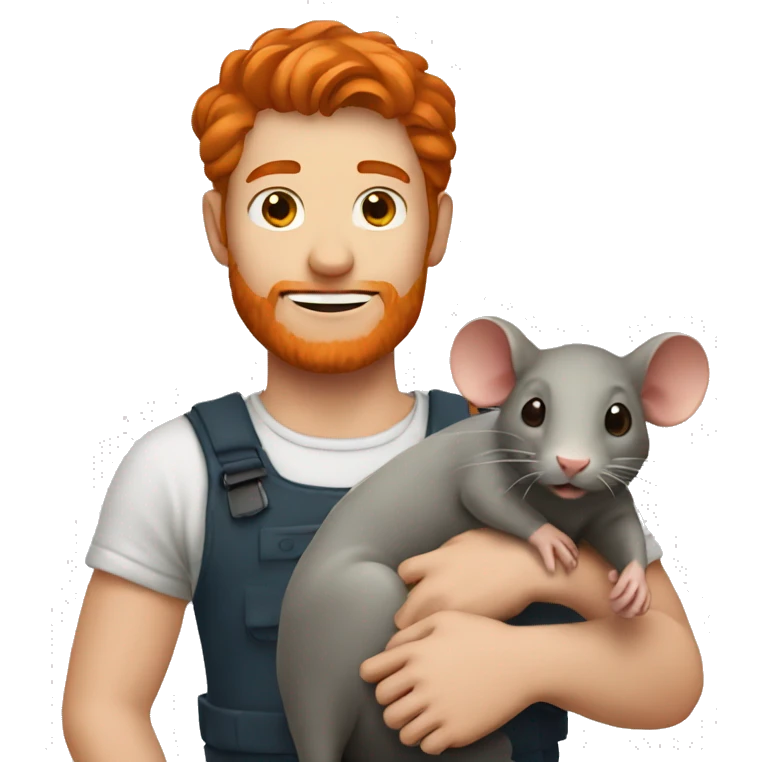 Redhead man holding rat emoji