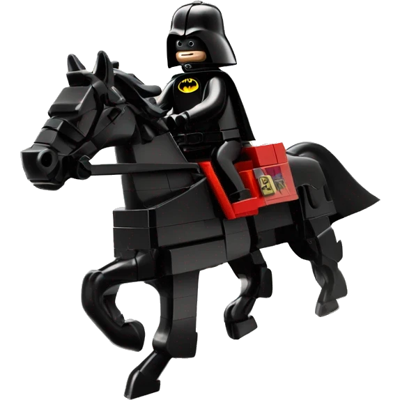 Lego horse with Batman racing against Darth Vader’s horse  emoji