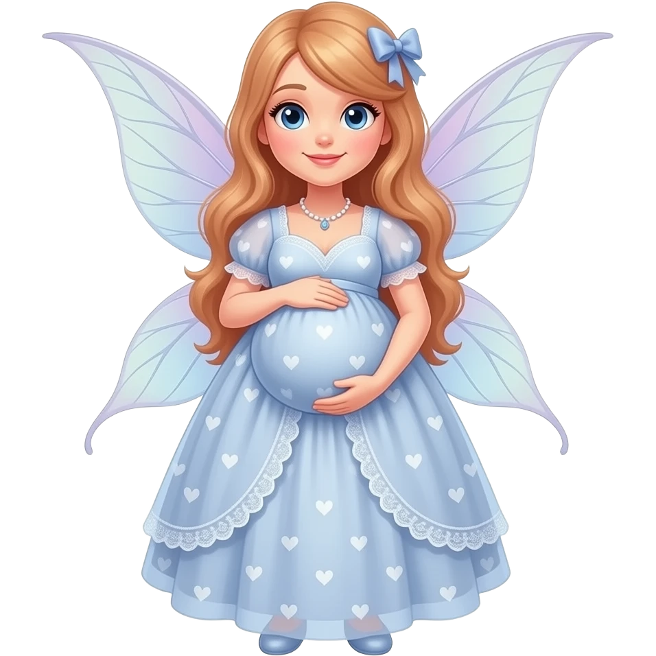 A fairy with a large overstuffed tummy makes her look heavily pregnant,her bellybutton likes kissing everything. emoji