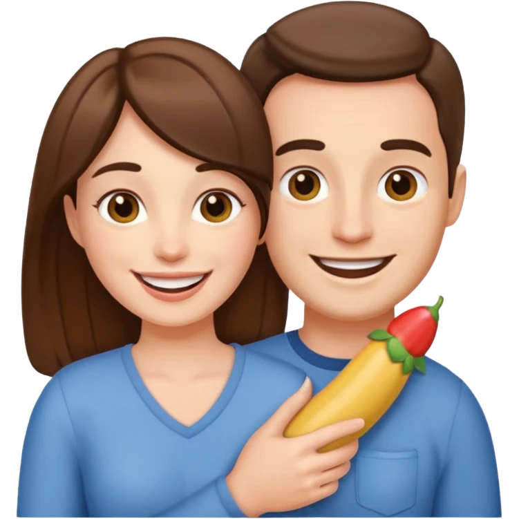 Woman holding husbands penis emoji