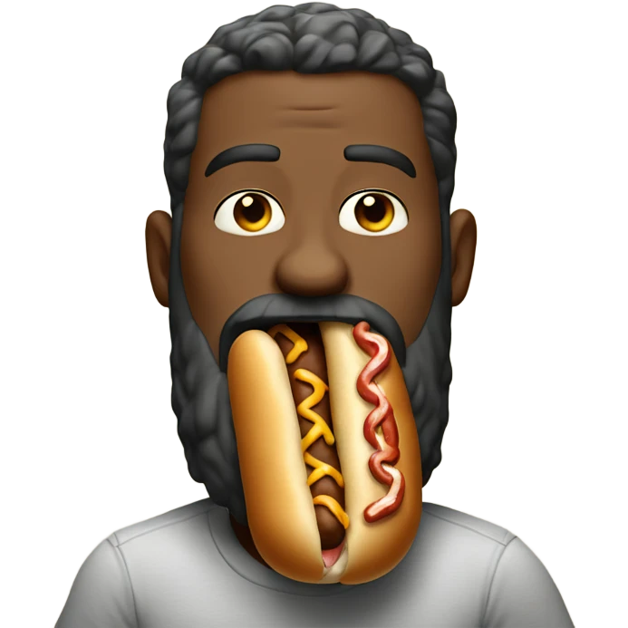Big bearded guy eating a hotdog emoji