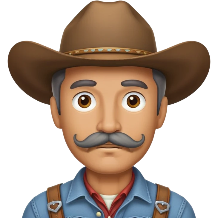 Cowboy with a grey handlebar moustache  emoji