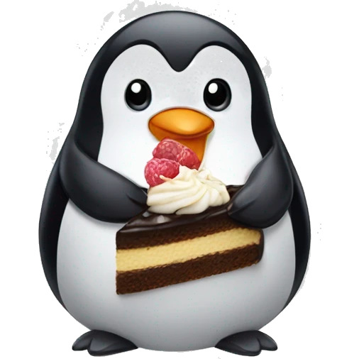 Penguin eating a cake  emoji