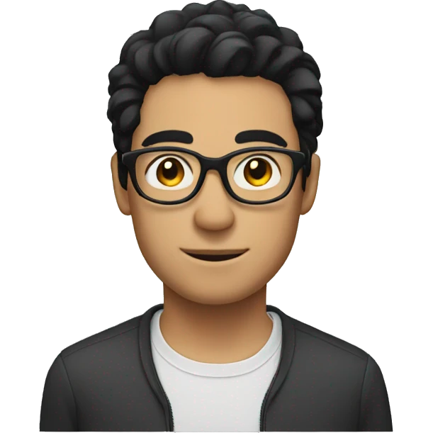man with glasses and black hair, sharp eyes emoji